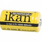 Ikan IB-18350-8 (IB183508) Rechargable Li-Ion Battery - 18350, 3.7V, 800mah Ikan IB-18350-8 (IB183508) Rechargable Li-Ion Battery - 18350, 3.7V, 800mah