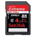 Sandisk SDSDX-004G-X46 (SDSDX004GX46) 4GB SDHC Extreme HD Video Card 20MB/s Class 6 Sandisk SDSDX-004G-X46 (SDSDX004GX46) 4GB SDHC Extreme HD Video Card 20MB/s Class 6