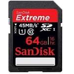 Sandisk SDSDX-064G-X46 (SDSDX064GX46) 64GB SDXC Extreme HD Video 45MB/s UHS-1 Card Sandisk SDSDX-064G-X46 (SDSDX064GX46) 64GB SDXC Extreme HD Video 45MB/s UHS-1 Card