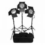 Lishuai LED21X3WAK-3 (LED21X3WAK3) 3 Head LED Lighting Kit with Stands, Barn Doors and Case. Lishuai LED21X3WAK-3 (LED21X3WAK3) 3 Head LED Lighting Kit with Stands, Barn Doors and Case.