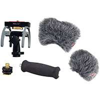 Kit audio Rycote (HD) comprenant 1 poignée d'extension souple, 1 support de suspension pour enregistreur, 1 adaptateur de griffe porte-accessoires et 2 mini Windjammer pour l'enregistreur portable Zoom H6 (p/n 046023)