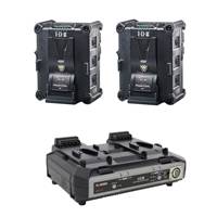 IDX IP-98/2000S (IP982000S) 2x IPL-98 Endura 96Wh Lithium-Ionen-Akkus und 1x VL-2000S 2-Kanal-Simultanladegerät