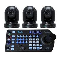 BirdDog BDP200MAYPROMO-B (BDP200MAYPROMOB) 3x Eyes P200 1080P Full NDI PTZ Camera w/Sony Sensor & HDMI/3G-SDI (Black) and BirdDog PTZ Keyboard Controller Bundle