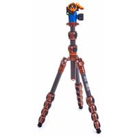 Thing Leo 2.0 Earth Bronze de 3 patas, fibra de carbono, tubo de pata de 23 mm, trípode de 5 secciones con kit de cabezal esférico con palanca Ocean Blue AirHed Pro (p/n LEOKIT2)