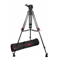 Cartoni KF08-RLM (KF08RLM) Focus 8 2-St ALU Tripod System w/ Smart Lock Mid-Level Spreader, Soft Bag - RED LOCK