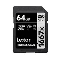 Lexar Professional 64GB 1667x SDXC UHS-II SILVER Series Memory Card (p/n LSD64GCB1667)
