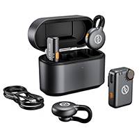 Hollyland LARK M2S Combo inkl. Kamera-RX, USB-C-RX und USB-C-auf-Lightning-Kabel, kabelloses Mikrofon – Space Grey (p/n 6302 Combo)