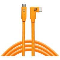 Tether Tools TetherPro USB-C to USB-C 5G Straight to Right Angle Cable - High Visibility Orange - 15ft (p/n CUC15RT-ORG)