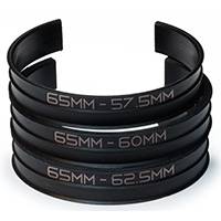 El manguito de lente adapta el manguito de lente de 65 mm a los tamaños de diámetro de lente: 62,5 mm, 60 mm y 57,5 mm (p/n TLC00060)