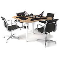 Ex-Showroom AKA ProVoice V4 - 4 person Universal podcast table - Oak and Grey (p/n VOICEV4-OG)