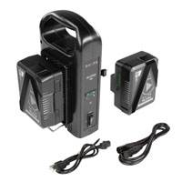 SHAPE 2G98PW (2G98-PW) 2 baterías recargables de iones de litio Gold Mount (14,8 V 98 Wh) y 1 cargador doble Gold Mount