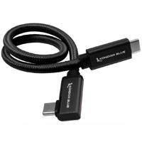 Kondor Blue USB C to USB C Cable for SSD Recording and Charging - 8K Data and Power Delivery - Right Angle, 12 inch, Raven Black KONUSBCRA12BK (p/n KONUSBCRA12BK)