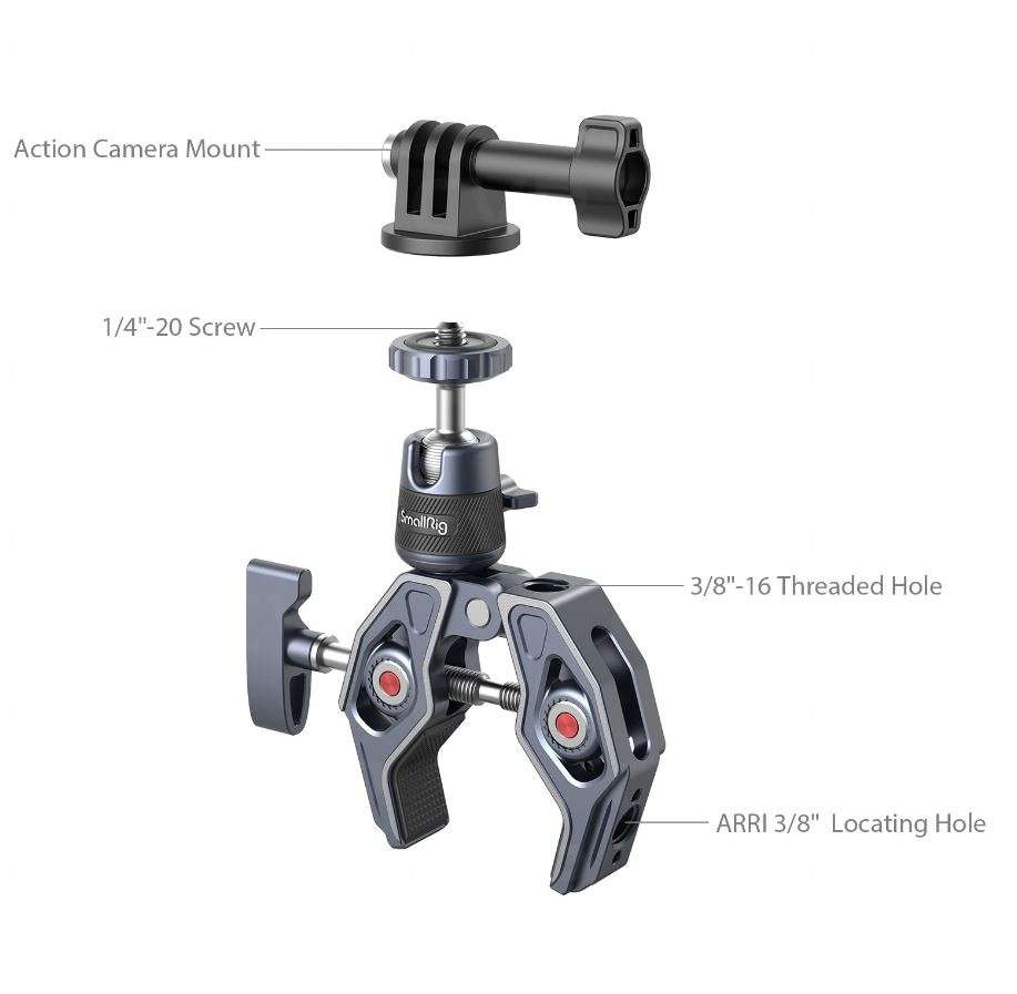 SMALLRIG Super Clamp Avec Trous Filetés 1/4"-20, 3/8"-16, Charge Utile